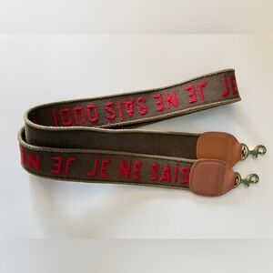 Clare V Olive Canvas Strap with Red Embroidery & Tan Leather